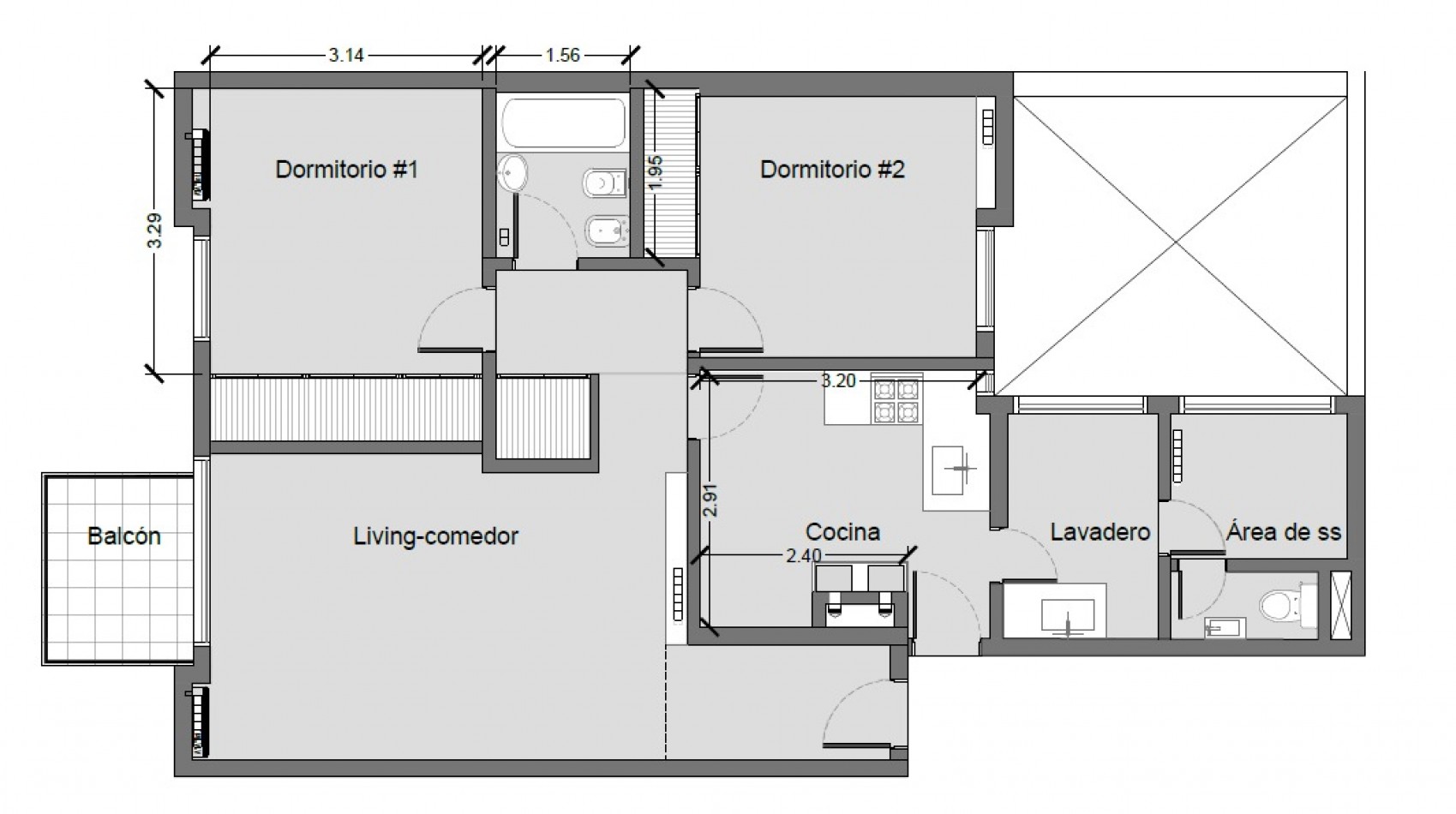 DEPTO NUEVA CORDOBA. FRENTE AL BUEN PASTOR : 2 DORM + DEP.